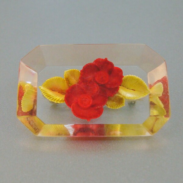 Lucite Roses Pin