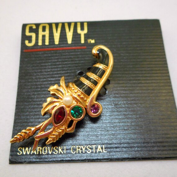 Vintage Savvy by Swarovski Cornucopia Pin - MOC - image 1