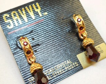 Swarovski Savvy Red Crystal Drop Earrings - MOC