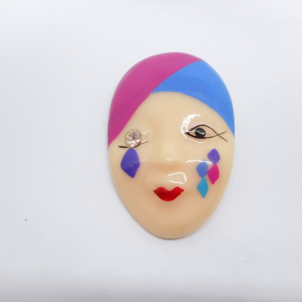 Vintage Lady's Face Pin