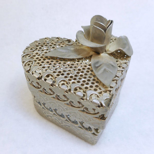 Vintage Pierced Heart Trinket Box