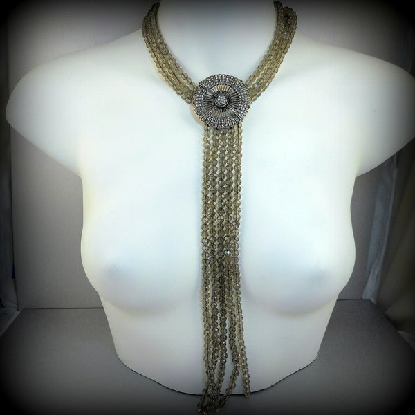 Heidi Days Long Smoky Gray Beaded Necklace - Runway Worthy