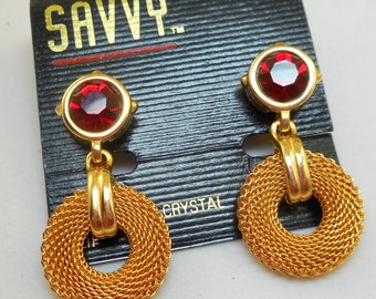 Swarovski Savvy Mesh Hoop Red Rhinestone Earrings