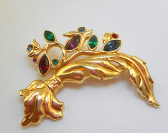 Big Vintage Swarovski Multi-Color Rhinestone Pin