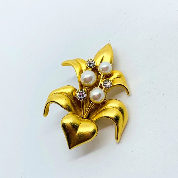 Swarovski Satiny Gold Flower Pin