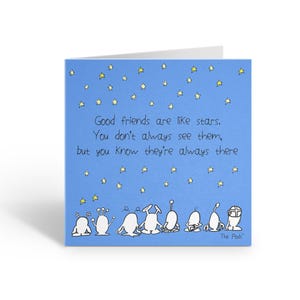 Tarjeta de felicitación imprimible "Los buenos amigos son como las estrellas", tarjeta de regalo de amistad a larga distancia para el mejor amigo, tarjeta de descarga digital dibujada a mano