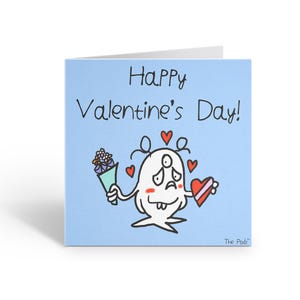 Valentinstag druckbare Grußkarte, handgezeichnete Cartoon Valentinstag Karte, digitaler Download mit Original-Kunstwerk