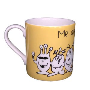 Me and My Friends Hand Illustrated Mug, Fun Friendship Cartoon Bone China Mug, Friendship Gift for Best Friend, Coffee or Tea Lover