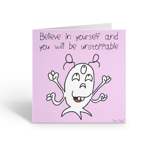 Cree en ti mismo y serás imparable. Tarjeta imprimible, tarjeta de regalo motivadora para un amigo, tarjeta de descarga digital ilustrada a mano