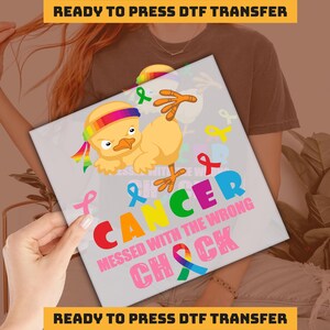Fight Cancer DTF Transfer, Cancer Awareness Ready to Press, Funny Cancer Warrior Gift Personalized DTF Transfers,  Heat Press, DTF imb569