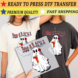 Boo Rracha Ghost DTF Transfer, Spooky Latina Heat Transfer, Cute Halloween Shirt Print, Ready to Press DTF, Floral Ghost Design