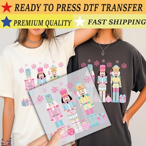 Nutcracker Christmas Design DTF Transfer, Pink Xmas Ready to Press, Sugar Plum Fairy DTF Transfers, Nutcracker Heat Press, Xmas DTF Transfer