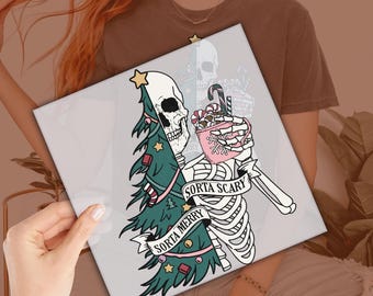 Un poco aterrador, un poco alegre, diseño navideño DTF Transfer, listo para prensar, transferencias DTF personalizadas, prensa de calor, transferencia DTF, imb066