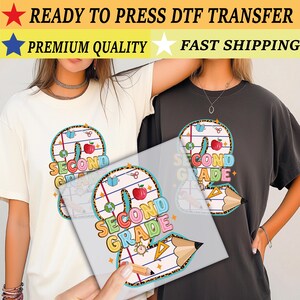 Second Grade DTF Transfer, Back To School Heat Transfer, School Heat Press, Bright and Fun School Dtf, 2nd Ready to Press, Teacher Gift Idea