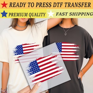 American Flag DTF Transfer for Ready to Press, USA Flag Heat Press Ready, US Flag Dtf Prints