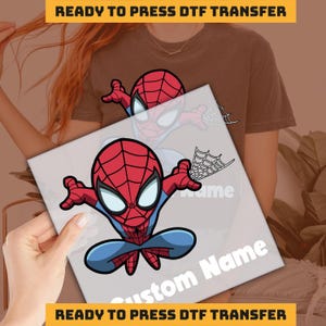 Baby Hero DTF Transfer with Custom Name, Personalized Red Blue Super Kid Heat Press, Ready to Press Design for Toddler Shirts imb1474
