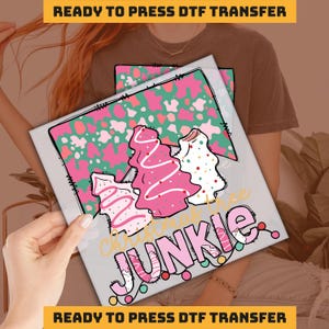 Junkie Christmas Tree , Snack Xmas Design DTF Transfer, Ready to Press, Personalized DTF Transfers, Heat Press, DTF Transfer, imb636