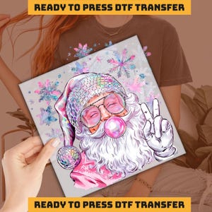 Santa Claus Christmas Design DTF Transfer, Funny Pink Santa Ready to Press, Personalized DTF Transfers, Heat Press, DTF Transfer, imb613