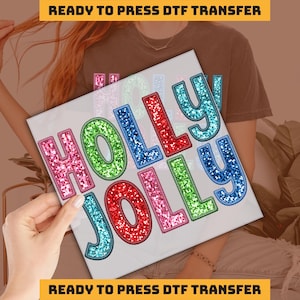 Holly Jolly Christmas Design DTF Transfer, Ready to Press, Personalized DTF Transfers, Heat Press, DTF Transfer, imb121
