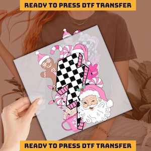 Santa Claus Pink Christmas Design DTF Transfer, Funny Pink Santa Ready to Press, Personalized DTF , Heat Press, DTF Transfer, imb641