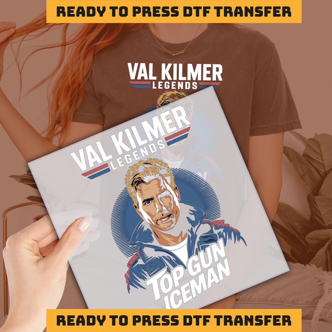 Top Gun Rhinestone Transfer Val Kilmer Dtf, Top Gun Iceman Heat Press, Maverick Wingman Fan Gift ...