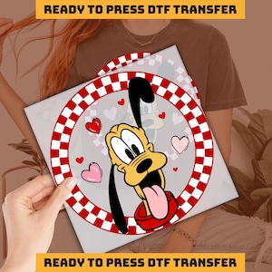 Pluto Valentines Day DTF Transfer, Mickey And Friends Dtf Transfer, Disney Valentine's Day Dtf, Love Ready to Press  imb889