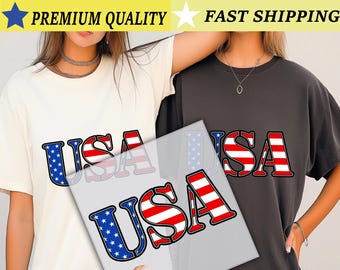 USA Shaped American Flag DTF Transfer, USA Flag Heat Press Ready, Patriotic Usa Design