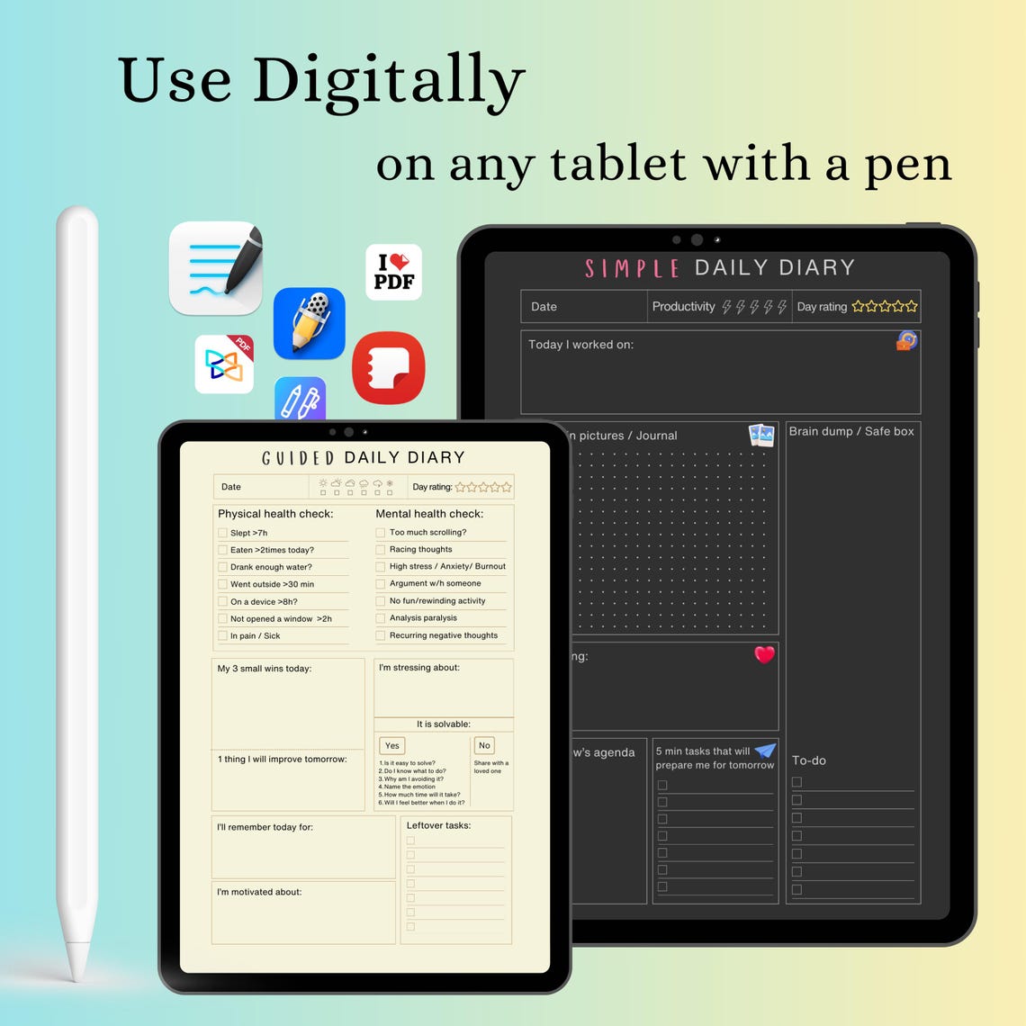 Digital Daily Diary | ADHD Journal 2025 | Goodnotes Minimalist Journal ...