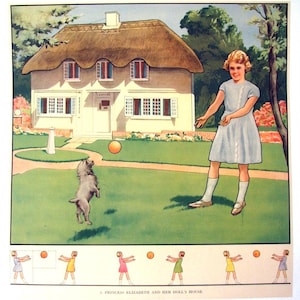 Póster infantil británico vintage de la princesa Isabel de 1930 (reina)