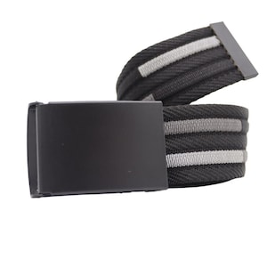 Black-grey Striped Mens Tactical Belt- Durable Nylon Fabric - Quick Release Automatic Buckle - Flexible Sports and Casual Wear