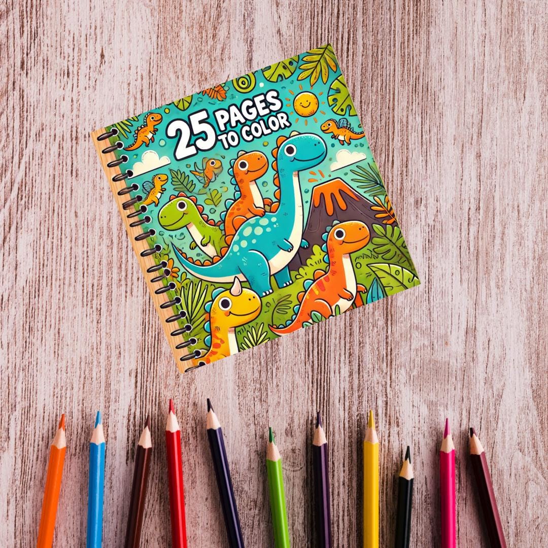 25 Dinosaur Coloring Pages for Kids (PDF) - Etsy