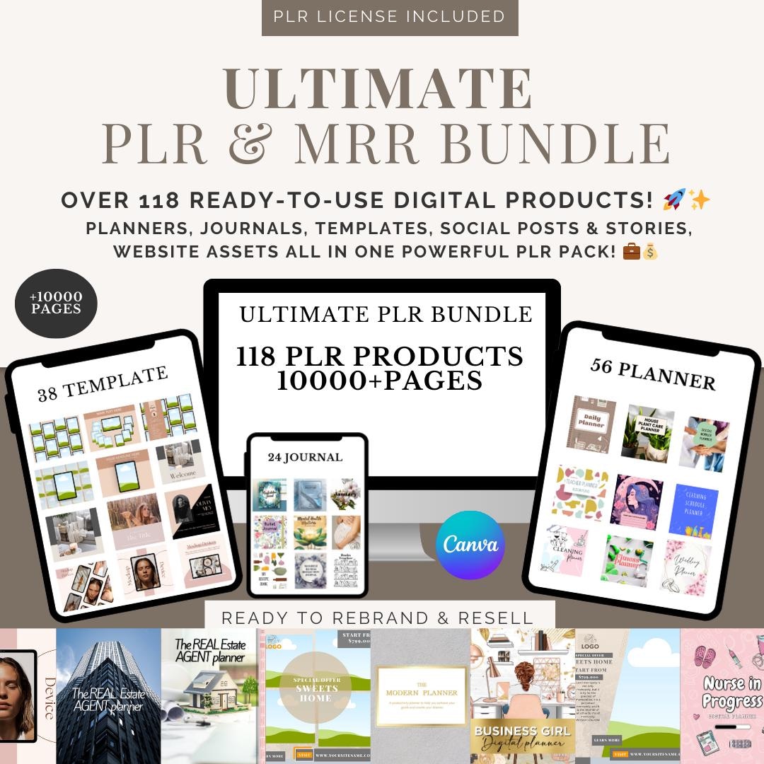 118 in 1 PLR Mega Bundle Digital Planner, Journal & Template Pack ...