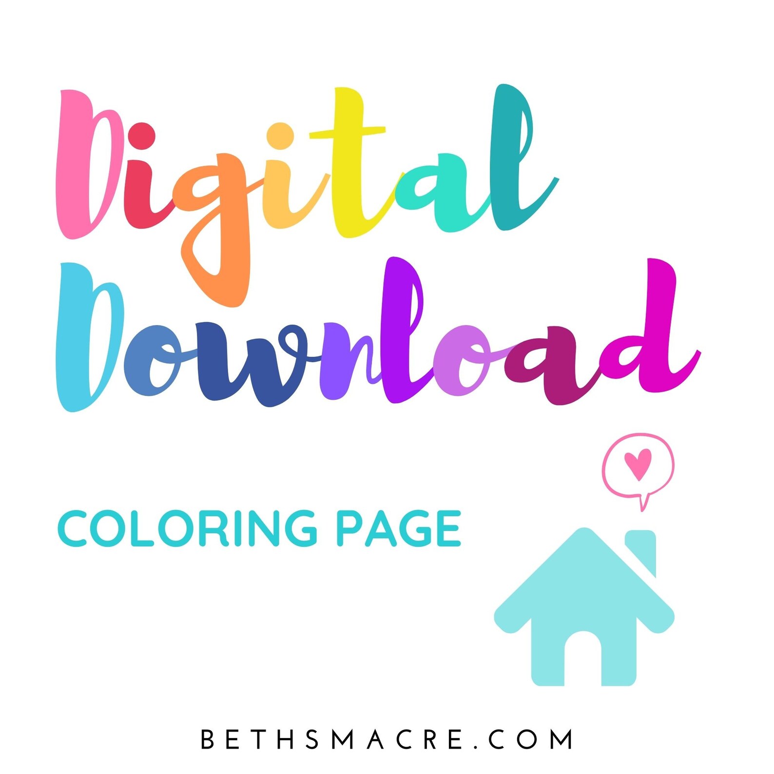 Printable Coloring Page Word Art Drawing Design Digital Etsy