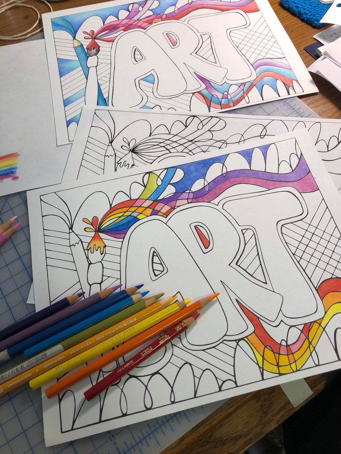 Printable Coloring Page With Word Art and Abstract Designs, Doodling ...