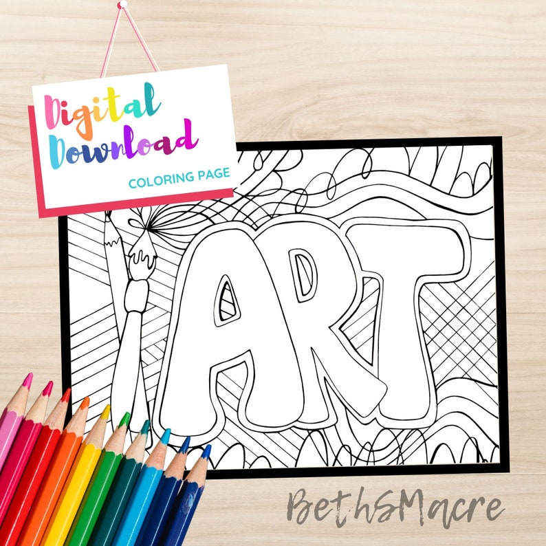 Printable Coloring Page With Word Art and Abstract Designs | Etsy