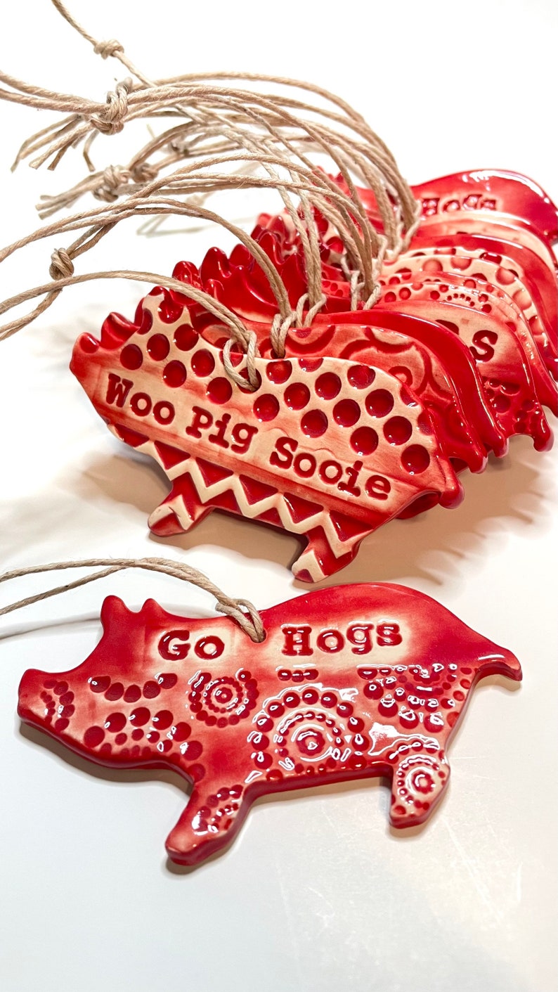 Ceramic Pig Ornament Go Hogs Pig Sooie Woo Pig MADE TO Etsy