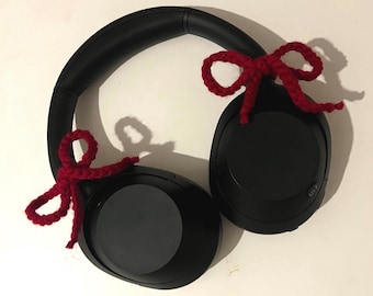Crochet Headphone Bows – Cute Handmade Headphone Accessories – Kawaii Tech Aesthetic