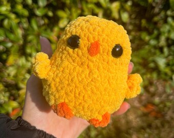 Pollito de peluche hecho a mano a crochet – Pollito amigurumi esponjoso – Regalo de pollito de Pascua