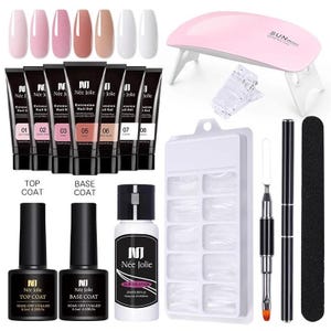Professional Poly Gel Nail Kit with UV Light 7 colors Gel Nail Extensions Starter Kit, Gel Nail Polish  Nail Art,