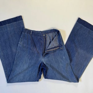 27 x 31 Vintage 1970&#39;s Wide Leg Distressed & Faded Denim Bell Bottom Pants