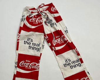 Vintage 1970's Enjoy Coca Cola Drawstring Cotton Pants dead stock NOS Small 28