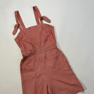 Vintage 1930&#39;s | 1940&#39;s Red & White Striped Overall Shorts