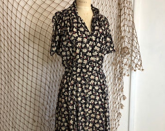 Vintage 1930’s inspired 1970's Cactus Plant all over print Feed Sack Dress 26"-30"