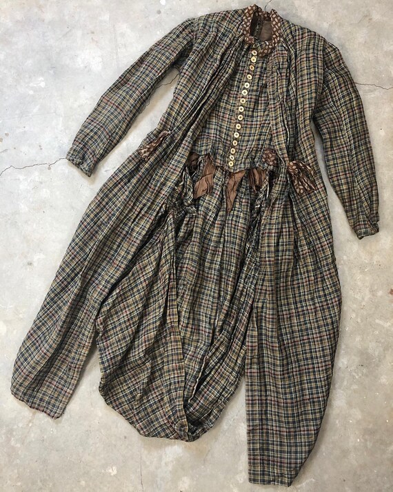 Late 1800s Victorian Plaid Wool Bodice Jacket Top