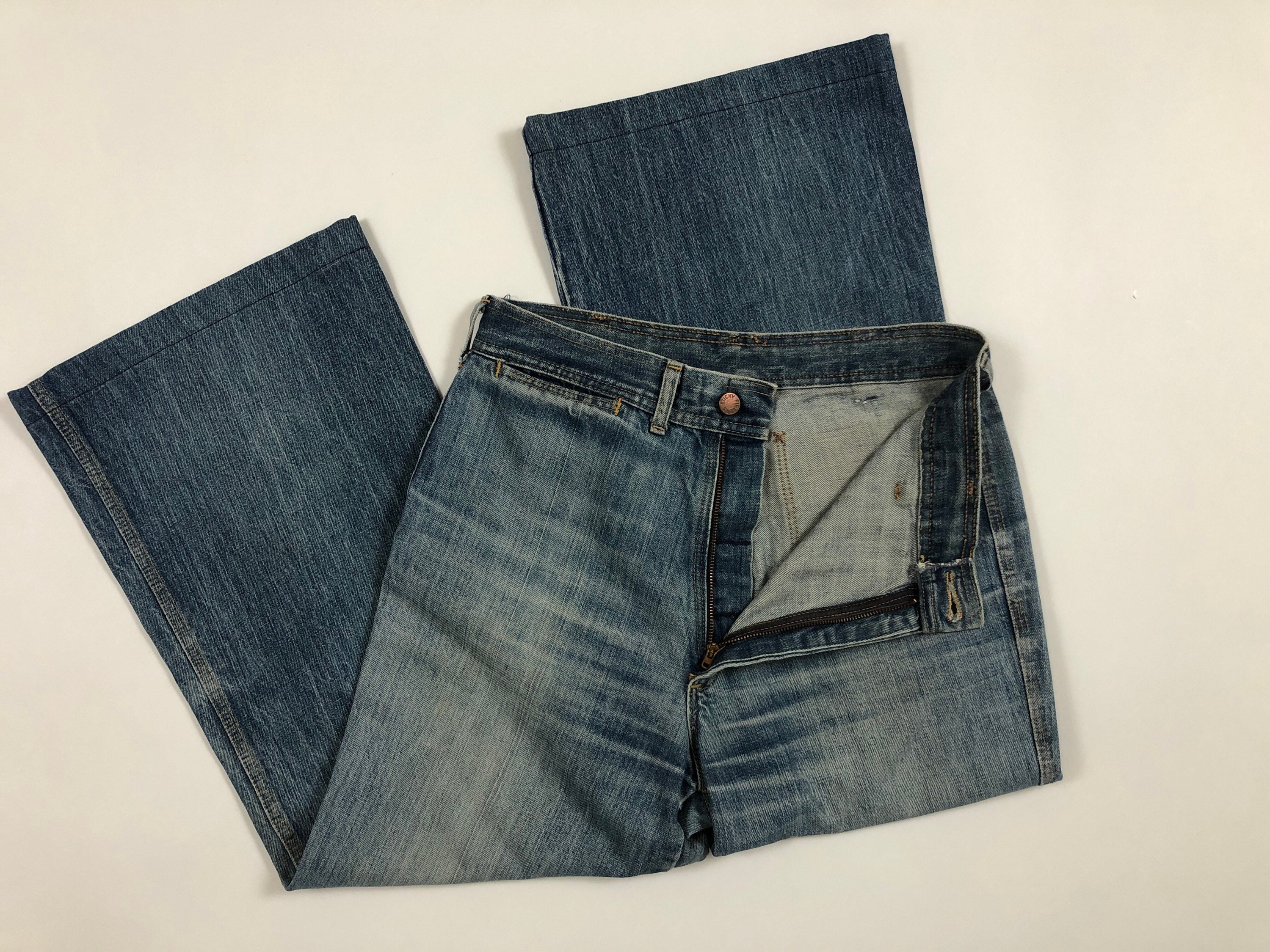 1970s ヴィンテージ STICKY FINGERS フレア デニム USA 29 X 26 Vintage 1970's Sticky Fingers Denim Wide Leg Pants