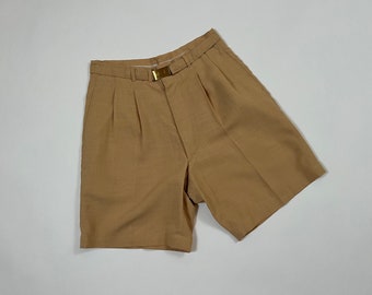 30" Vintage 1950's | 60's Ben Hogan Slacks Belted Hollywood Style Pleated Tailored Shorts