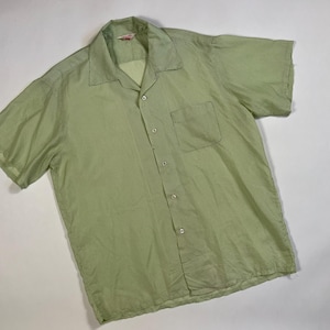 Vintage 1950&#39;s Gingham Nylon Loop Collar Sheer Rockabilly one pocket Shirt L/XL