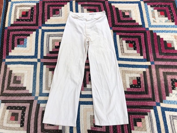 30x31 Vintage 1940s Sanforized White Cotton Navy W