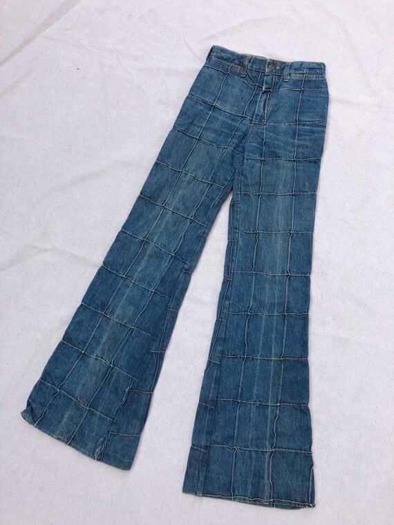 window pane bell bottom jeans