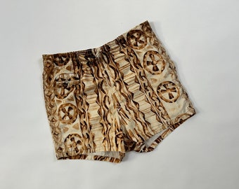 32" | 33" Vintage 1950's | 1960's Tropicana Hawaiian Tiki Wood Swim Trunks Shorts made in Honolulu rockabilly style